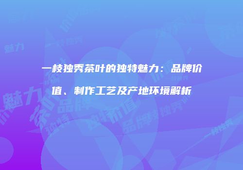 一枝独秀茶叶的独特魅力：品牌价值、制作工艺及产地环境解析