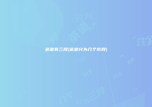 茶道有三段(茶道分为几个阶段)