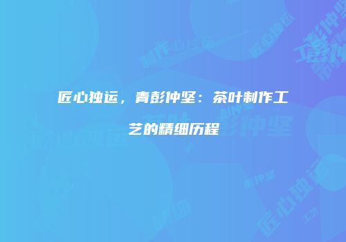 匠心独运，青彭仲坚：茶叶制作工艺的精细历程