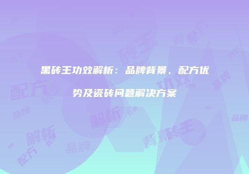 黑砖王功效解析：品牌背景、配方优势及瓷砖问题解决方案