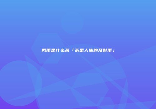 风雨是什么茶「茶是人生的及时雨」