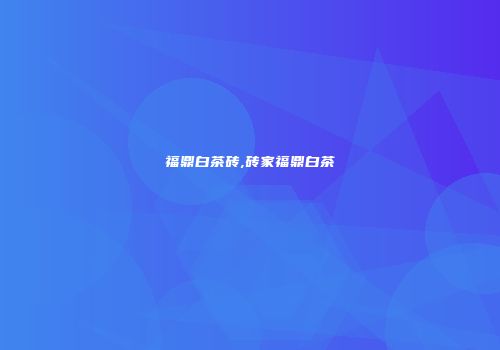 福鼎白茶砖,砖家福鼎白茶