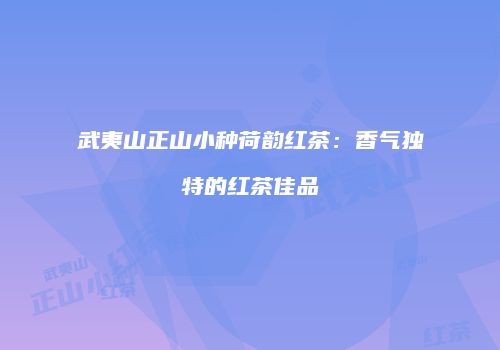 武夷山正山小种荷韵红茶：香气独特的红茶佳品