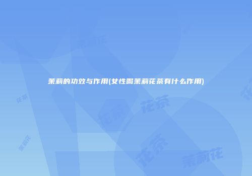 茉莉的功效与作用(女性喝茉莉花茶有什么作用)
