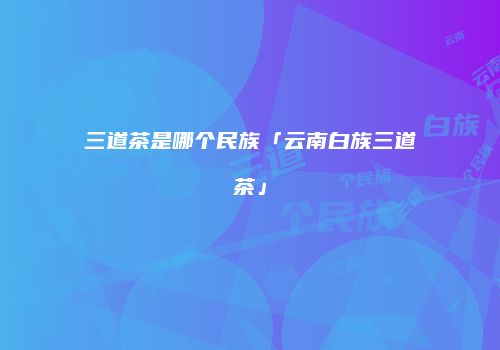 三道茶是哪个民族「云南白族三道茶」
