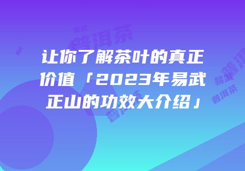 让你了解茶叶的真正价值「2023年易武正山的功效大介绍」