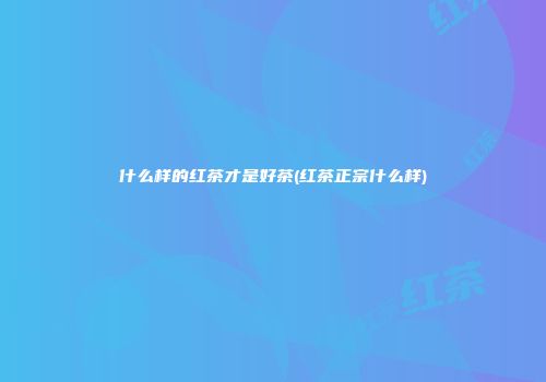 什么样的红茶才是好茶(红茶正宗什么样)