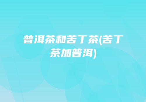 普洱茶和苦丁茶(苦丁茶加普洱)