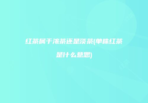 红茶属于浓茶还是淡茶(单株红茶是什么意思)