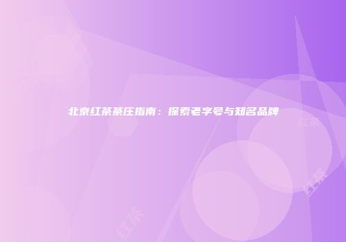 北京红茶茶庄指南：探索老字号与知名品牌