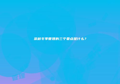 茶树冬季管理的三个要点是什么？