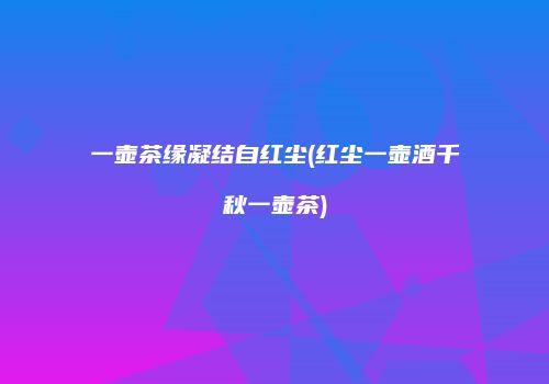 一壶茶缘凝结自红尘(红尘一壶酒千秋一壶茶)
