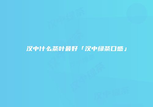 汉中什么茶叶最好「汉中绿茶口感」