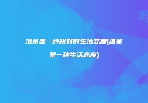 泡茶是一种极好的生活态度(喝茶是一种生活态度)