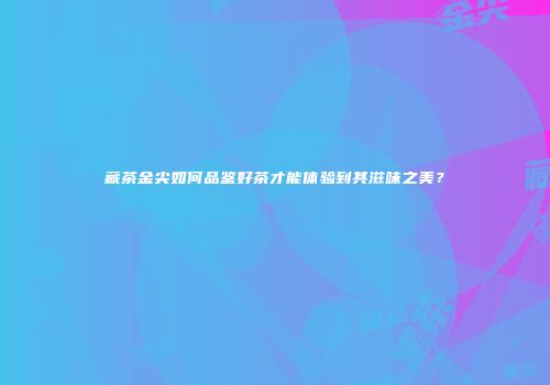 藏茶金尖如何品鉴好茶才能体验到其滋味之美？