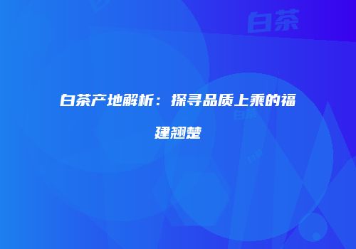 白茶产地解析：探寻品质上乘的福建翘楚