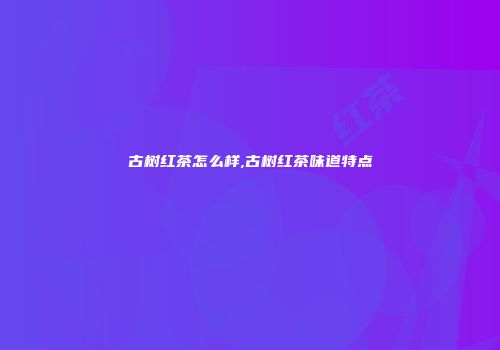 古树红茶怎么样,古树红茶味道特点