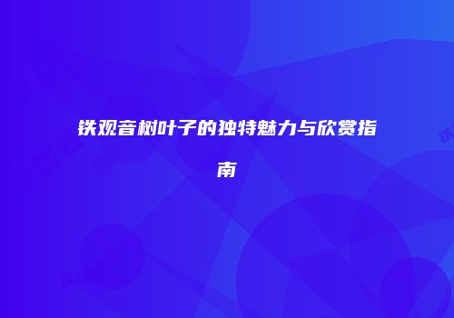 铁观音树叶子的独特魅力与欣赏指南