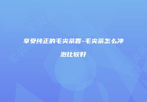 享受纯正的毛尖茶香-毛尖茶怎么冲泡比较好