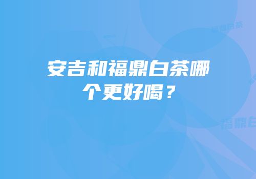 安吉和福鼎白茶哪个更好喝？