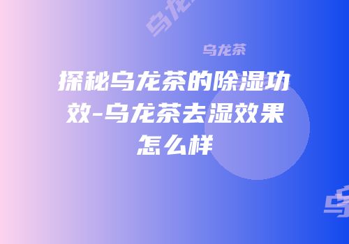探秘乌龙茶的除湿功效-乌龙茶去湿效果怎么样