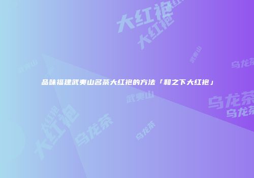 品味福建武夷山名茶大红袍的方法「和之下大红袍」