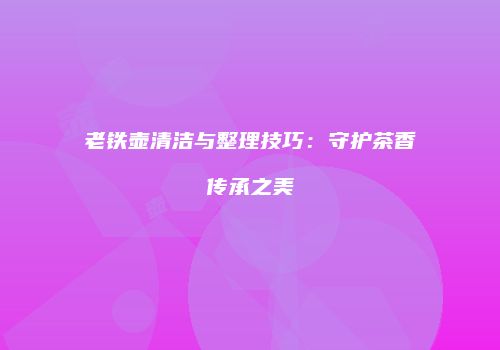 老铁壶清洁与整理技巧：守护茶香传承之美
