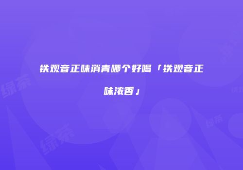 铁观音正味消青哪个好喝「铁观音正味浓香」