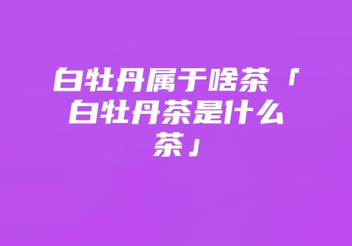 白牡丹属于啥茶「白牡丹茶是什么茶」