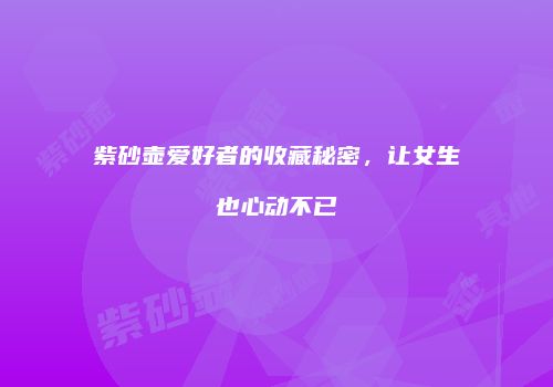 紫砂壶爱好者的收藏秘密，让女生也心动不已