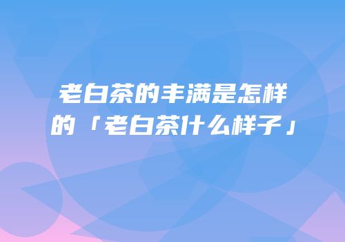 老白茶的丰满是怎样的「老白茶什么样子」