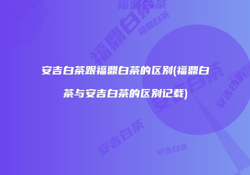 安吉白茶跟福鼎白茶的区别(福鼎白茶与安吉白茶的区别记载)