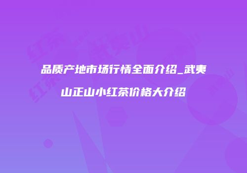 品质产地市场行情全面介绍_武夷山正山小红茶价格大介绍