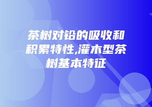 茶树对铅的吸收和积累特性,灌木型茶树基本特征