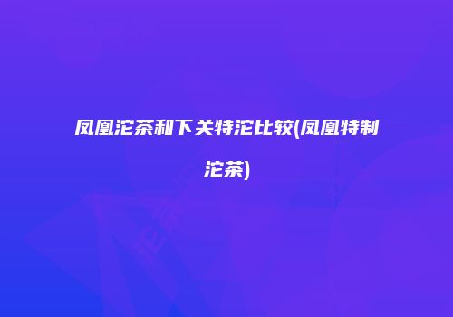 凤凰沱茶和下关特沱比较(凤凰特制沱茶)