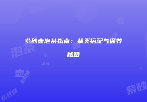 紫砂壶泡茶指南：茶类搭配与保养秘籍