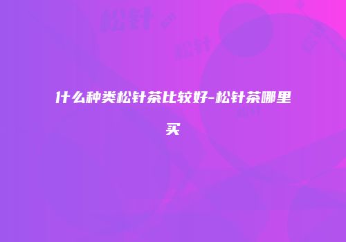什么种类松针茶比较好-松针茶哪里买