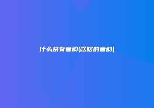 什么茶有音韵(啥啥的音韵)