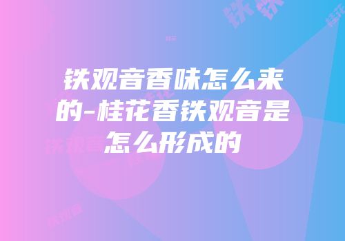 铁观音香味怎么来的-桂花香铁观音是怎么形成的