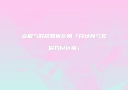 贡眉与寿眉有何区别「白牡丹与寿眉有何区别」