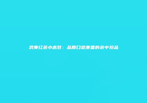 武夷红茶小赤甘：品质口感兼备的茶中珍品