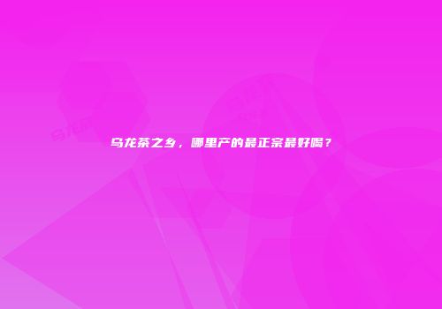 乌龙茶之乡，哪里产的最正宗最好喝？