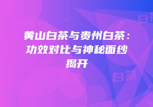 黄山白茶与贵州白茶：功效对比与神秘面纱揭开