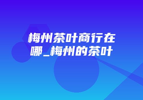 梅州茶叶商行在哪_梅州的茶叶