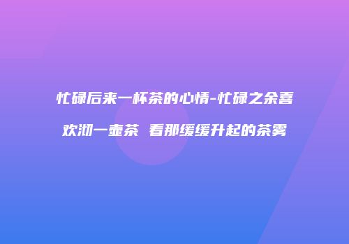 忙碌后来一杯茶的心情-忙碌之余喜欢沏一壶茶 看那缓缓升起的茶雾