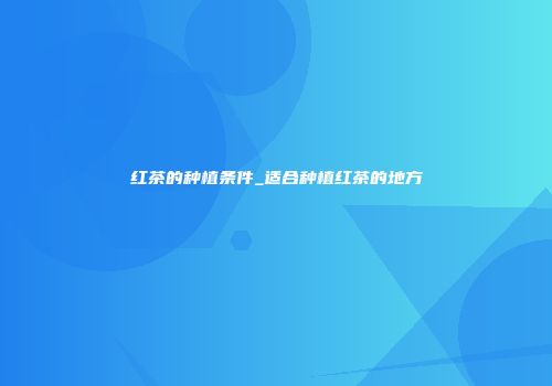 红茶的种植条件_适合种植红茶的地方