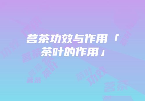 茗茶功效与作用「茶叶的作用」