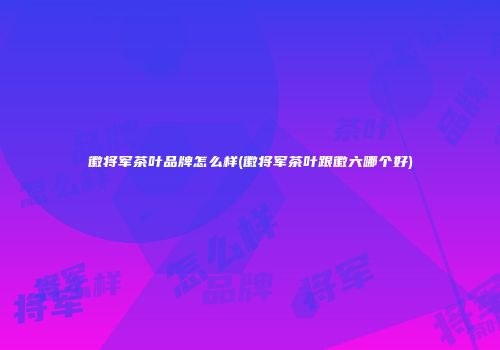 徽将军茶叶品牌怎么样(徽将军茶叶跟徽六哪个好)