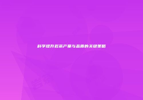 科学提升岩茶产量与品质的关键策略