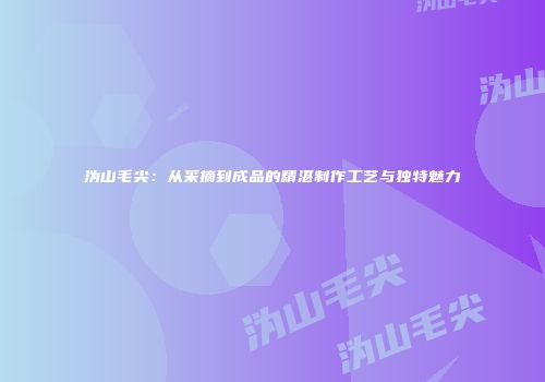 沩山毛尖：从采摘到成品的精湛制作工艺与独特魅力
